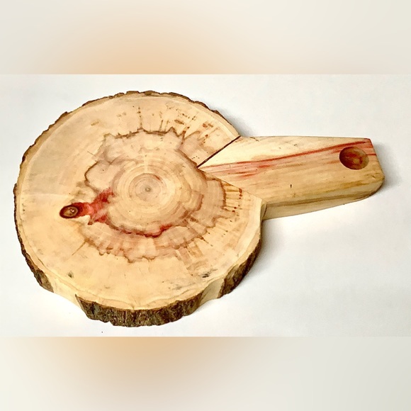 Raw Edge Live Wood Hand Crafted FLAMING BOX ELDER Handled Hot Pot Pad - Picture 11 of 14